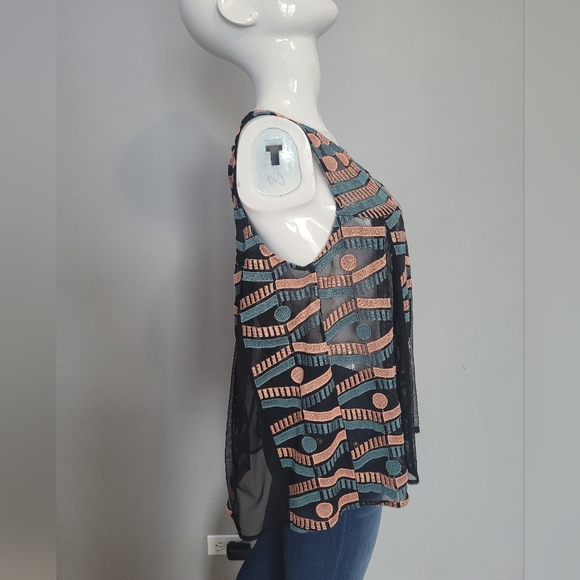 Anthropologie Akemi and Kin Kalila Embroidered Mesh Tank, GUC, Size M - Picture 4 of 8